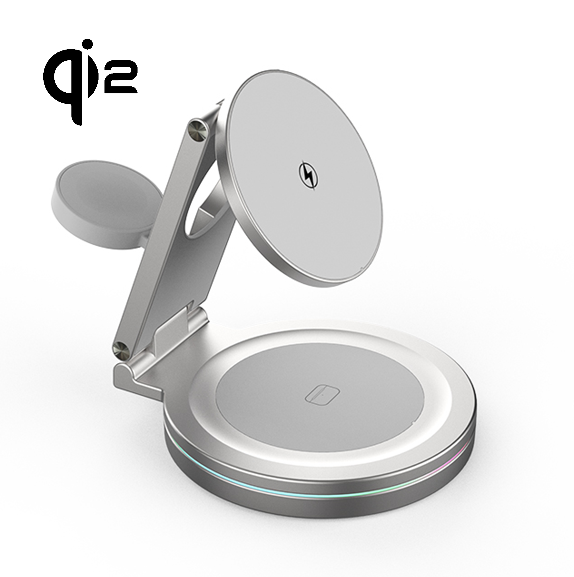 D14# 3-in-1 Magnetic Wireless Charging Stand 15 W Fast Charger with adjustable night light for iPhone