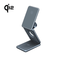 M15 # 3-in-1 Foldable Magnetic Wireless Charger, Aluminum Alloy 3-in-1 Charging Station pocket-size