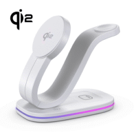 B28# Qi2 3-in-1 Desktop Wireless Charger with Breathing Ambient Light, Inspired by Swan-Inspired Design