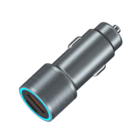 C002# car charger with MAX75W charging speed, which features a samll size and alloy aluminum body